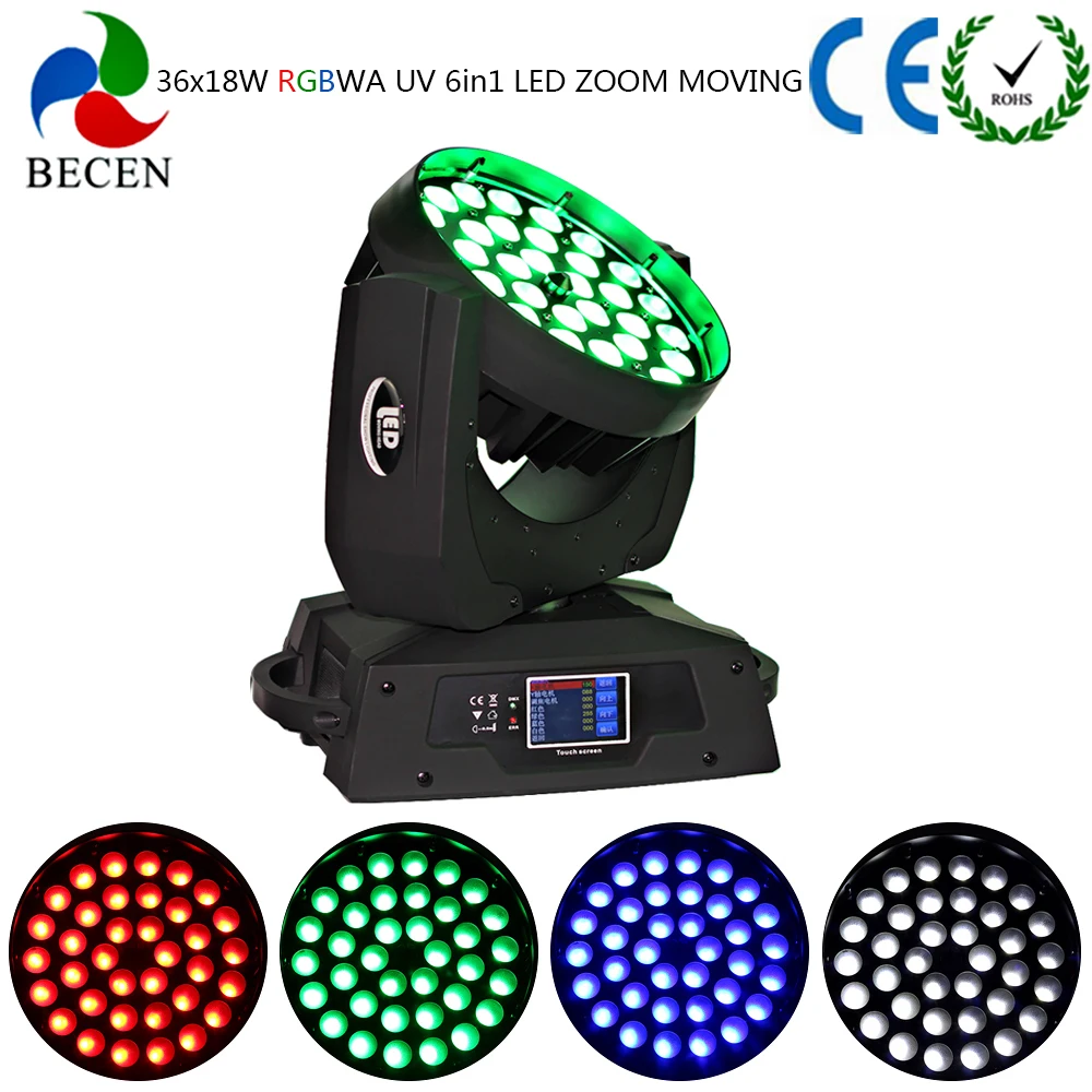 Светодиодный сценический светильник s 36x18W Zoom движущаяся головка 6in1DMX сенсорный