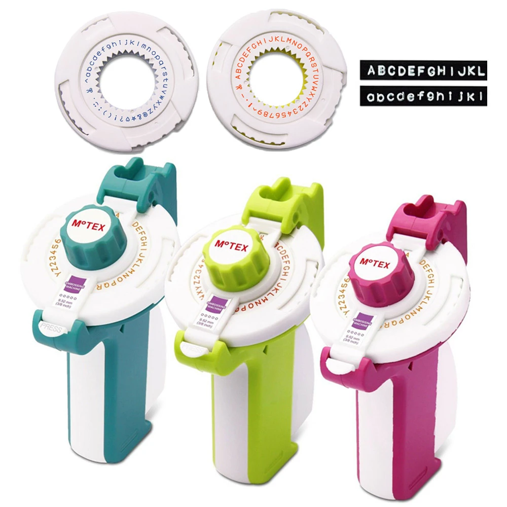 Original Motex Label Maker E202 Pink Blue Manual Portable Printer