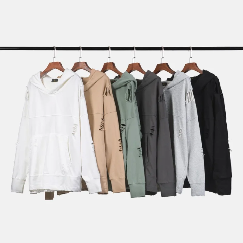 QoolXCWear Высокая уличная толстовка мужская индивидуальная рваные толстовки
