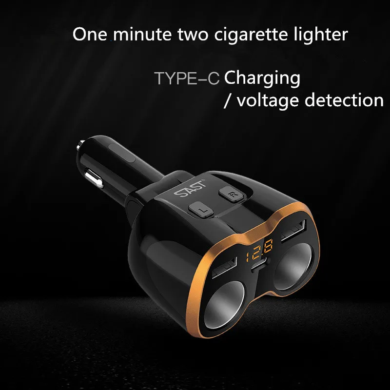 

Portable Multifunction Car Cigarette Lighter Socket Rotatable Type-C Dual-port USB Car Charger For iPhone Charging In Car Auto