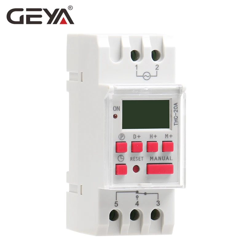 

GEYA THC-20A Weekly Programmable Timer with Battery 7 Days Timer Switch 20A ACDC 12V 24V110V 220V 240V Digital Timer