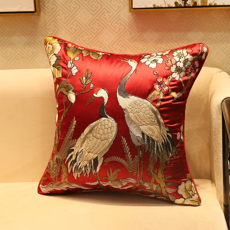 Классическая элегантная китайская наволочка диван цветочный кран вышитая наволочка для подушки наволочка автомобиль/гостиная/домашний Декор 45 - Цвет: Red