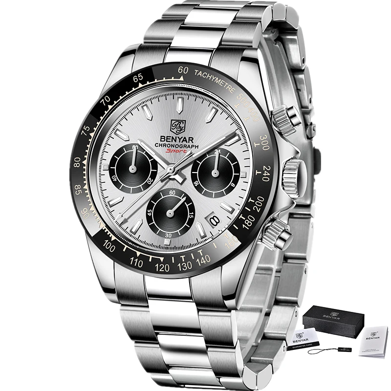 Relojes Hombre 2021 BENYAR New  Watches Men Luxury Brand Chronograph Male Sport Watches Waterproof Stainless Steel Quartz  Watch 