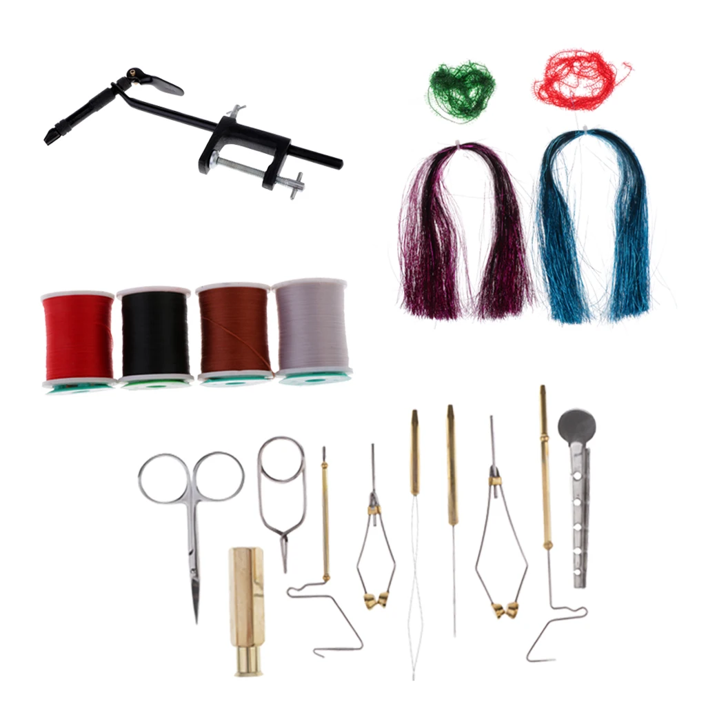 

Deluxe Fly Tying Kit with with Rotary Vise, Tying Tools and Tying Materials, Fly Tying Kit