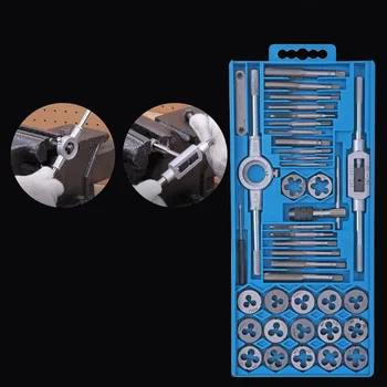 

40pcs M3-M12 Screw Thread Metric Taps Tap Die Set Wrench Dies DIY Kit Wrench Screw Threading Hand Tools Alloy Metal With Kits