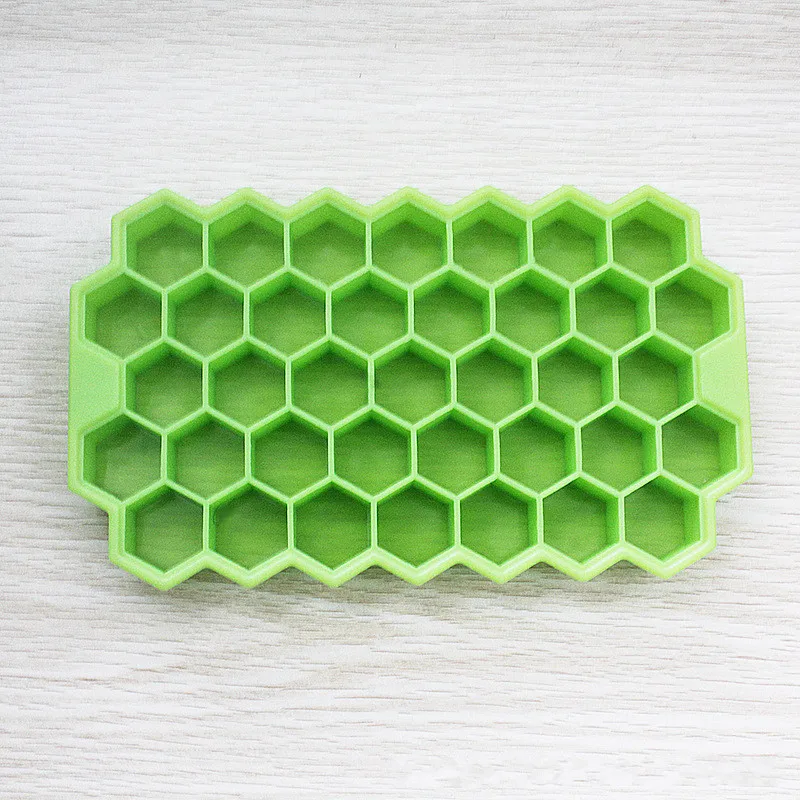 Домашний кухонный поднос для льда летняя сотовая форма 37 кубиков лоток для льда DIY Форма для льда контейнеры для хранения напитков формы с крышкой - Цвет: Зеленый