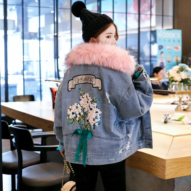 Новинка 2020 женское джинсовое пальто зимняя куртка плюс бархат толстая внутри