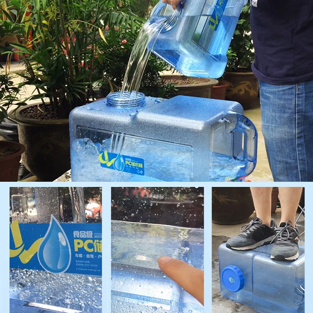 Tanque de agua de plástico con tapa Portador de agua portátil  para acampar con grifo de almacenamiento de agua Jarra Tanque de agua para  el coche Tanque de agua de lavado