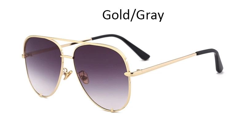 Gold Gray Винтажные Золотые Солнечные очки пилота женские модные зеркальные солнцезащитные очки Женские Классические брендовые красные оттенки из сплава для женщин oculos - Цвет линз: Gold Gray