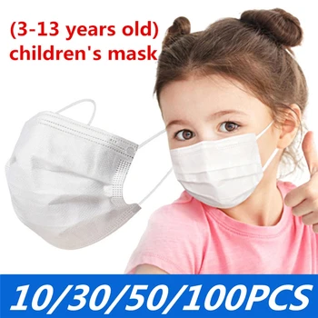 

10/50/100PCS Kids Disposable Medical Mask 3 Ply Child Filter Mascarilla Children Disposable Earloop Face Mask Fast Delivery