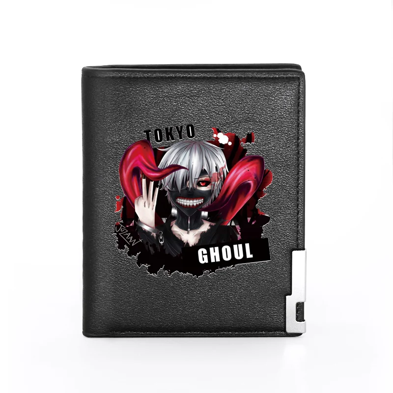 Men Wallet Leather Anime Tokyo Ghoul Kaneki Ken Printing Billfold Slim Credit Card/ID Holders Inserts Money Bag Short Purses 