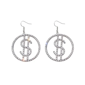 

DI-140 Korea New Design Fashion Jewelry Luxury Crystal Letter S Earrings Round Nightclub Bar Party Earrings for women gift