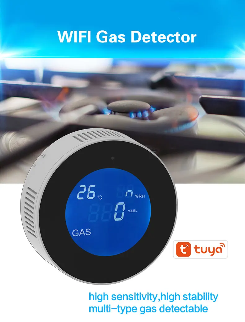 YAOSHENG 210 Вт Tuya Wifi детектор газа SmartLife приложение контроль горючий природный газ