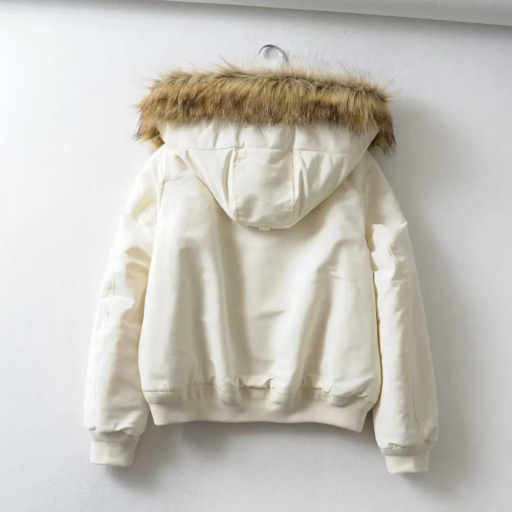 women winter Fur Collar hooded warm coat cotton padded jacket female basic parka womens wadded jaqueta feminina top