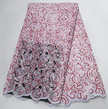 

organza lace with sequins white lace fabric 2019 high quality african french tulle lace 5yards nigerian lace fabrics PS-Q247