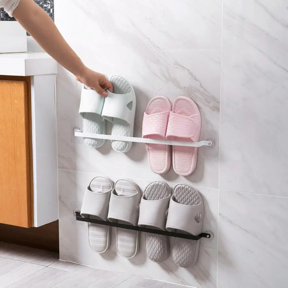 Estante de hierro montado en la pared para zapatos, colgador de zapatos