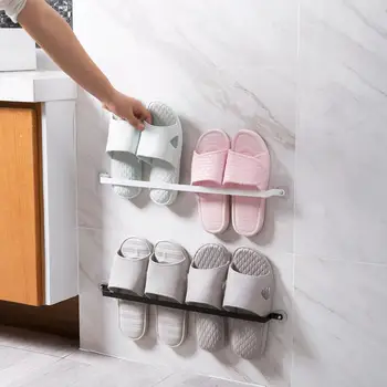 

Iron Wall Mounted Shoe Rack Hanging Shoe Holder Hanger Towel Rack Hanger Bathroom Slippers Drain Storage Shelf Organizer