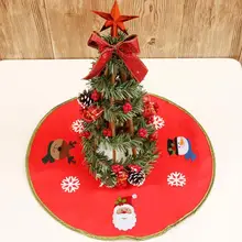 สีแดง Non-ทอกระโปรงต้นคริสต์มาส Xmas Party พรมเครื่องประดับตกแต่ง(China)