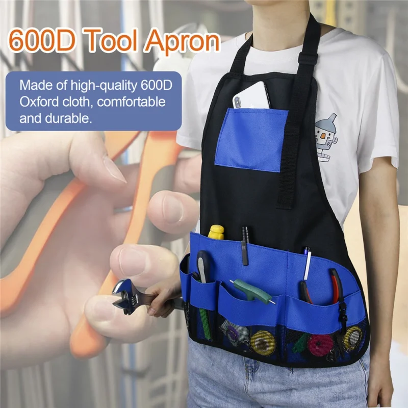 

Durable Goods Heavy Duty Waxed Unisex Canvas Work Apron With Tool Pocket Multifunctional Adjustable Garden Tool Apron