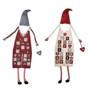 

Gnome Christmas Countdown Advent Calendar Xmas Hanging Decorative Ornament Tomte Linen Countdown Door Home Decoration