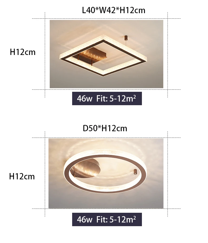 Современные светодиодные потолочные лампы для гостиной, столовой, спальни, Золотой/кофейный цвет, рамка, заподлицо, потолочные лампы, внутреннее освещение