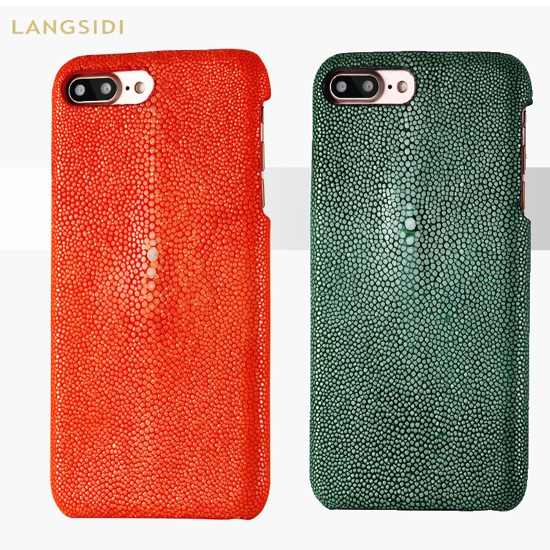 

LANGSIDI Luxury Stingray Skin case for iphone X XR XS 11 pro MAX Pearl fish cover leather phone case for iphone 8plus 6 7 case