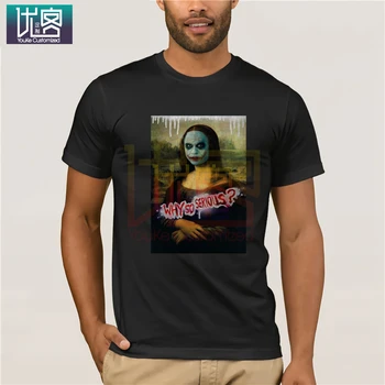 

2020 Funny Mona Lisa Joker Men's T-Shirts Printe Tshirts Summer Hip Hop T Shirt Streetwear 100% Cotton Tops Tees Why So Serious