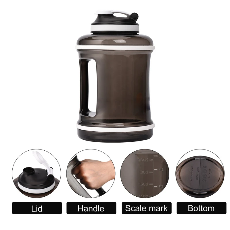 2.5L/85ozGym бутылка с высоким содержанием воды, бутылка для воды без бисфенола, шейкер для протеина, пластиковая бутылка для воды, рукоятка, фитнес-бег, спортивный чайник