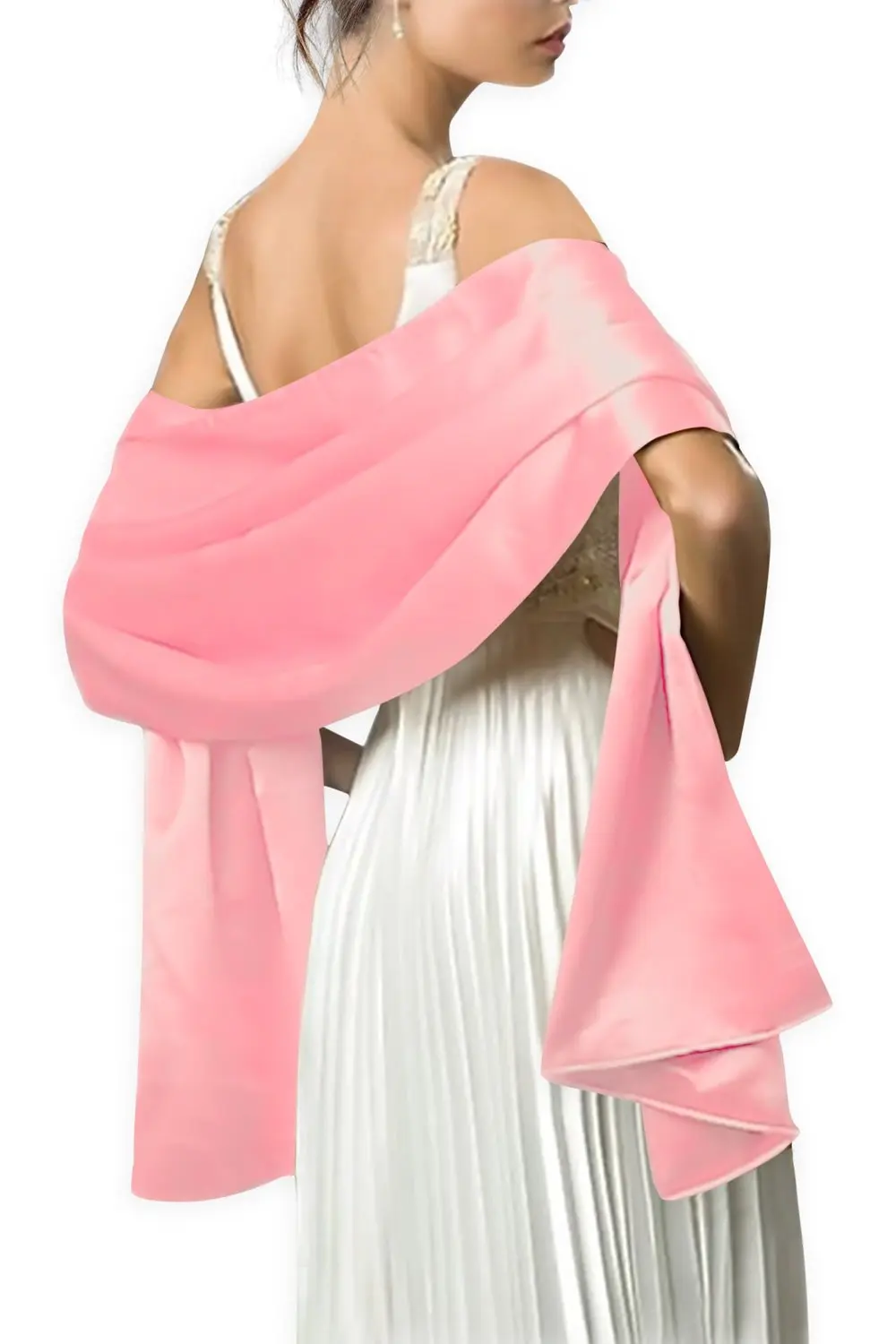 Модная женская атласная Свадебная шаль, зимняя накидка, болеро, накидка, куртка, пальто No15953 - Цвет: Baby Pink