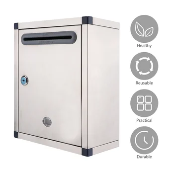 

Wall Mount Stainless Steel Rust-proof Letter Box Outdoor Mailbox Lockable Mail box Post Box