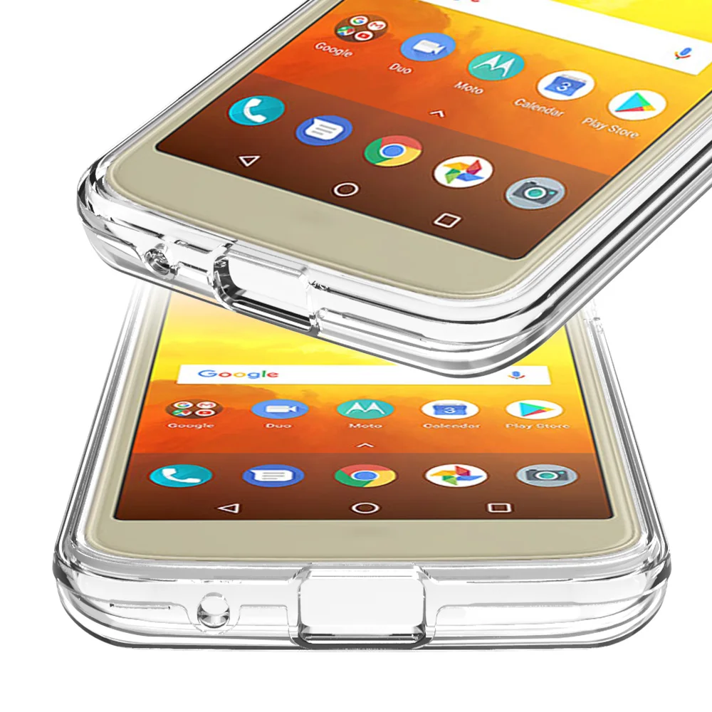 Transparent Funda For Motorola Moto E5 G6 Play Case 2 in 1 Soft TPU Hard PC 4