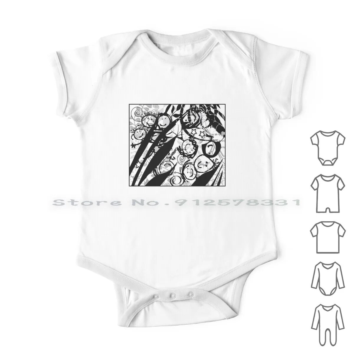 

Comic Kids Newborn Baby Clothes Rompers Cotton Jumpsuits Fun Cartoon Kids Comics Whimsical Characters Black And White Infant