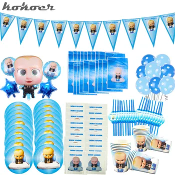 

125pcs 20 people use Baby Boss Theme Party Supplies Disposable Tableware Baby Boss Birthday Decoration Party Gift Bags Cup Plate