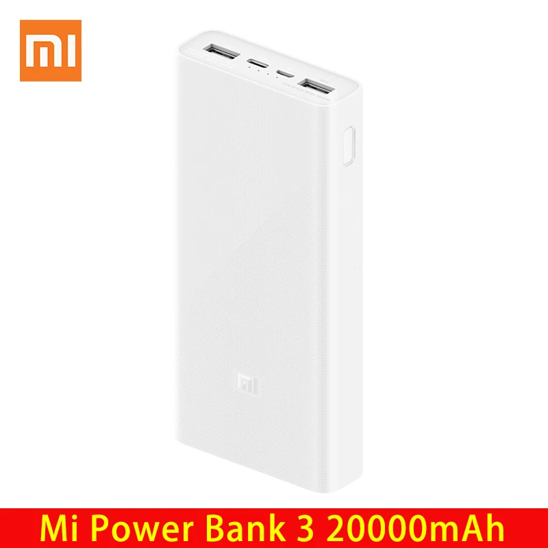 Xiaomi power bank 20000 мАч 3 plm18zm 18 w 2 сторонняя carregamento по применению usb c ноутбук mi внешний
