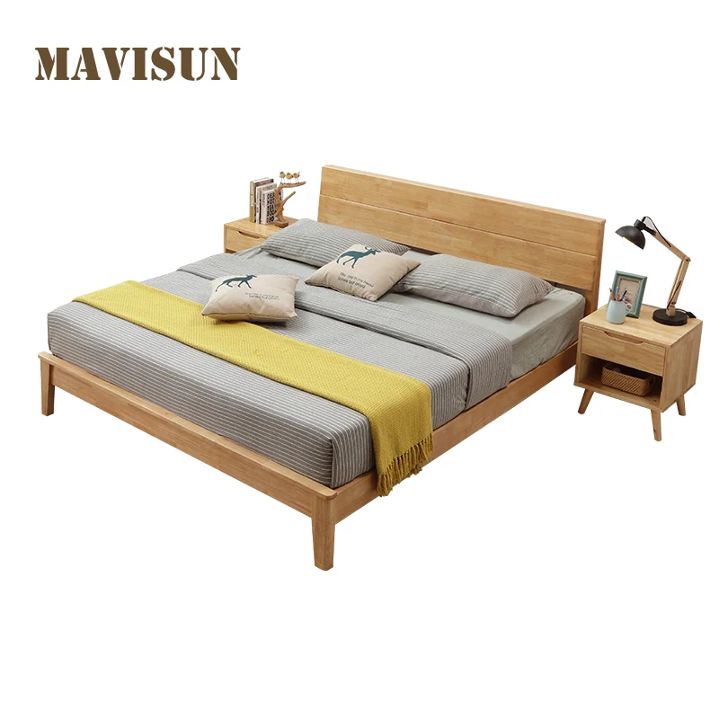 Simple Oak Nordic Solid Wood Bed Economical Rental 1.2m Solid Wood Single Bed Bedroom Small Apartment Package Installation