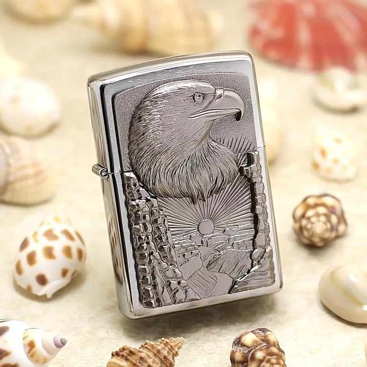 

Genuine Zippo oil lighter copper windproof Rising sun Eagle 3D cigarette Kerosene lighters Gift With anti-counterfeiting code