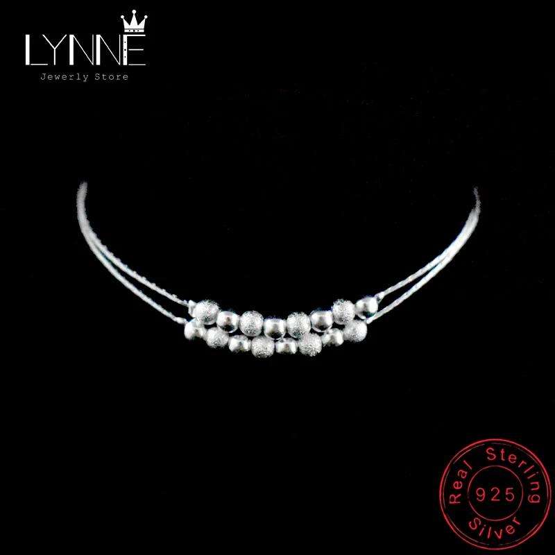 Double Layer Ball Bead Women Anklet 925 Sterling Silver Frosted Beads Pendant Foot Chain Beach Anklets Bracelet Jewelry anklet bracelets,silver anklets,ankle chain