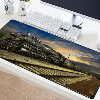 

Yuzuoan retro train pattern mouse pad natural rubber exquisite lock edge non-slip keyboard pad office desk pad