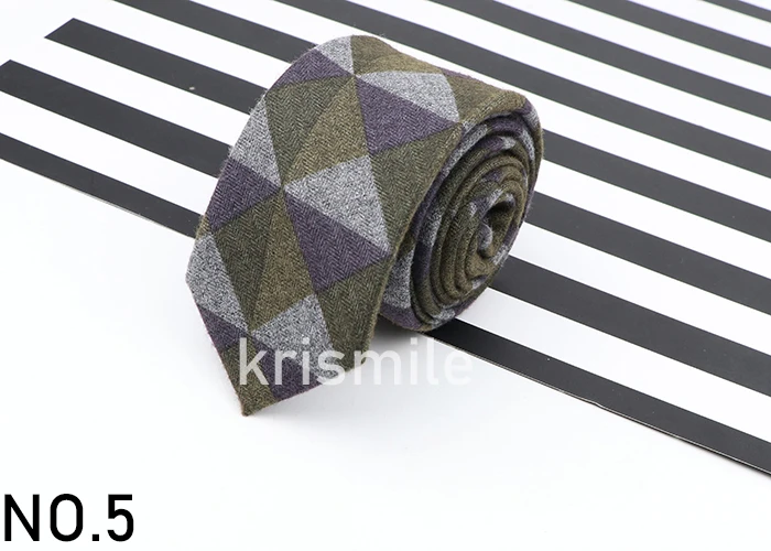 Herren-Business-Krawatte mit Diamant-Karomuster, künstliche Wolle, Baumwolle, dunkle Farbe, gestreift, schwarz, grau, für tägliches Accessoire, Paty-Geschenk – Detail 8