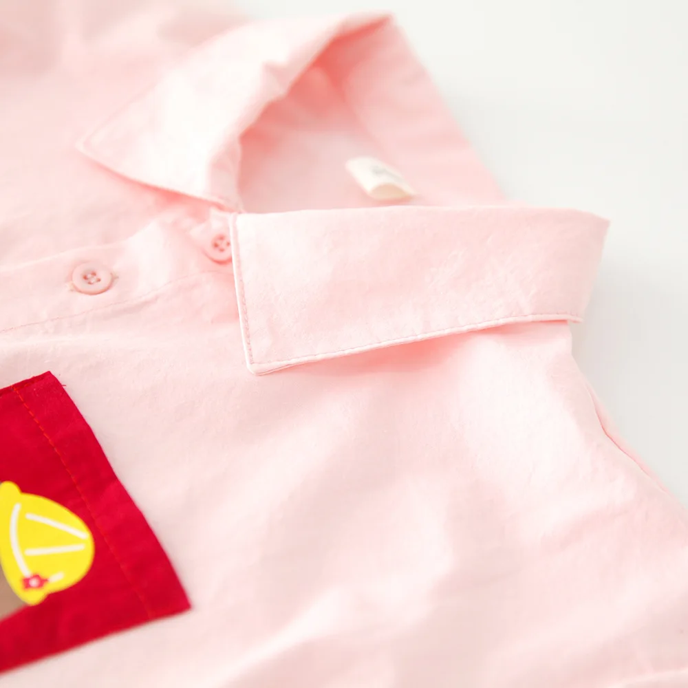 WLG/рубашка с героями мультфильмов для маленьких девочек осенние розовые рубашки с длинными рукавами и отложным воротником для маленьких девочек универсальные топы для девочек