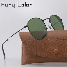 Круглые Солнцезащитные очки со стеклянными линзами в стиле ретро для мужчин и женщин, роскошные дизайнерские брендовые винтажные Круглые Солнцезащитные очки для вождения, женские солнцезащитные очки oculos de sol