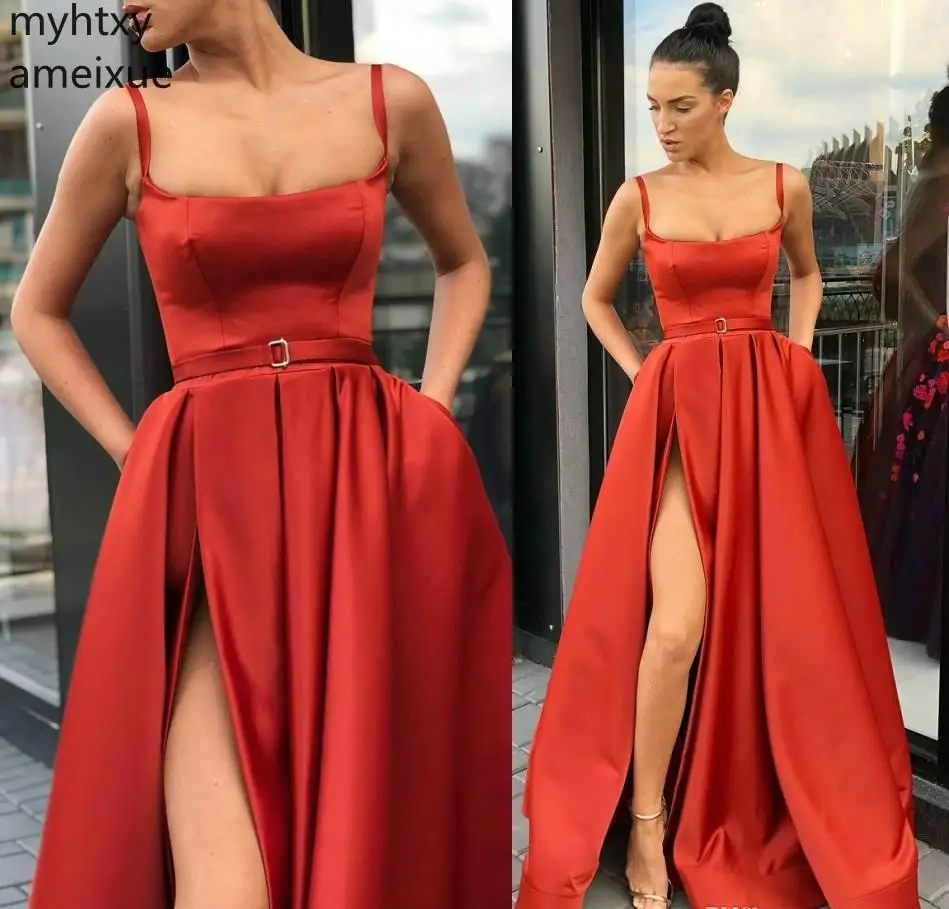 mid thigh red satin dress
