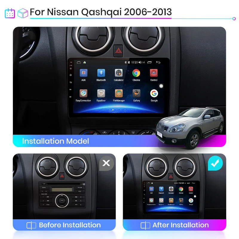 Автомагнитола Junsun 2 din + 32 ГБ Android 10 для Nissan Qashqai J10 2006 2009 2011 2013 Bluetooth GPS