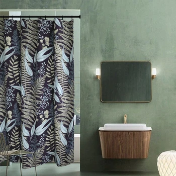 

DUNXDECO Shower Curtain Bathroom Waterproof Cortinas Modern Lush Green Forest Leaf Print Polyester Fabric Rideau Art Decorating