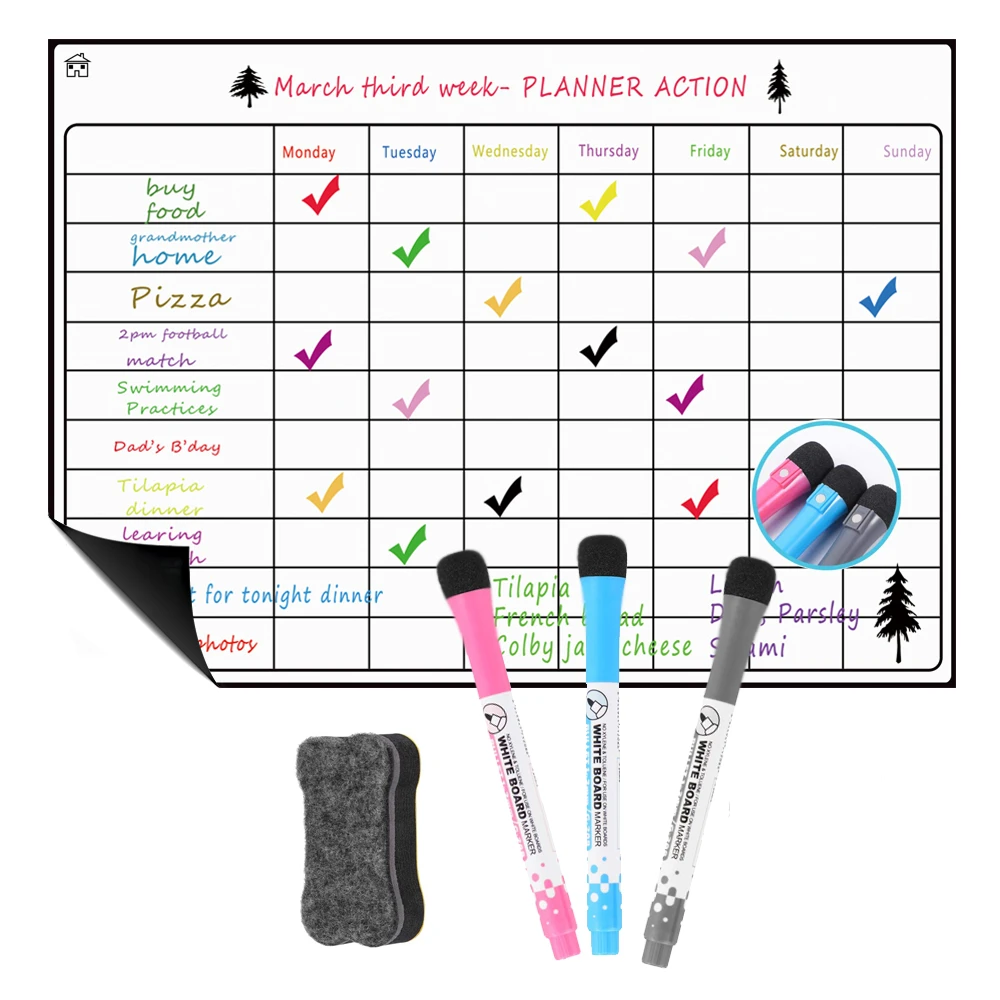 Dry Erase Calendar Whiteboard Family Planner Command Center Family Planner  Wall, Diy Calendar Dry Erase, Wall Planner | Dry Erase Calendar Whiteboard  Magnetic Calendars For Refrigerator Habit Tracker Weekly Whiteboard Calendar  |