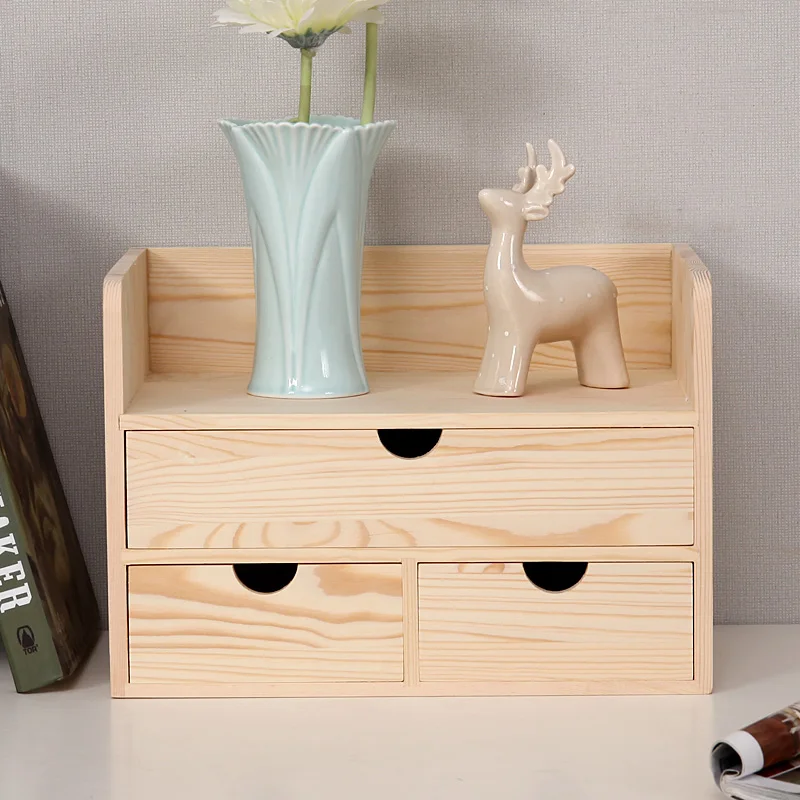 

Desktop solid wood drawer box rack finishing box creative cosmetics office supplies storage cabinet storage box WF1016258