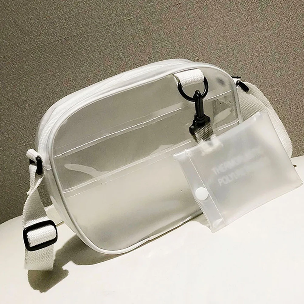 Cellphone Outdoor Zipper Transparent Dating PU Adjustable Strap Lady Summer Single Shoulder With Mini Pouch Women Bag Jelly
