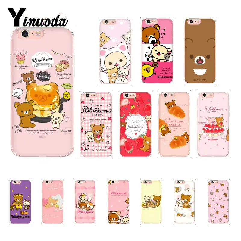 Yinuoda милый медведь Rilakkuma ТПУ Мягкий силиконовый чехол для телефона iPhone 8 7 6 6S Plus X XS MAX 5 5S SE XR 10 Чехол