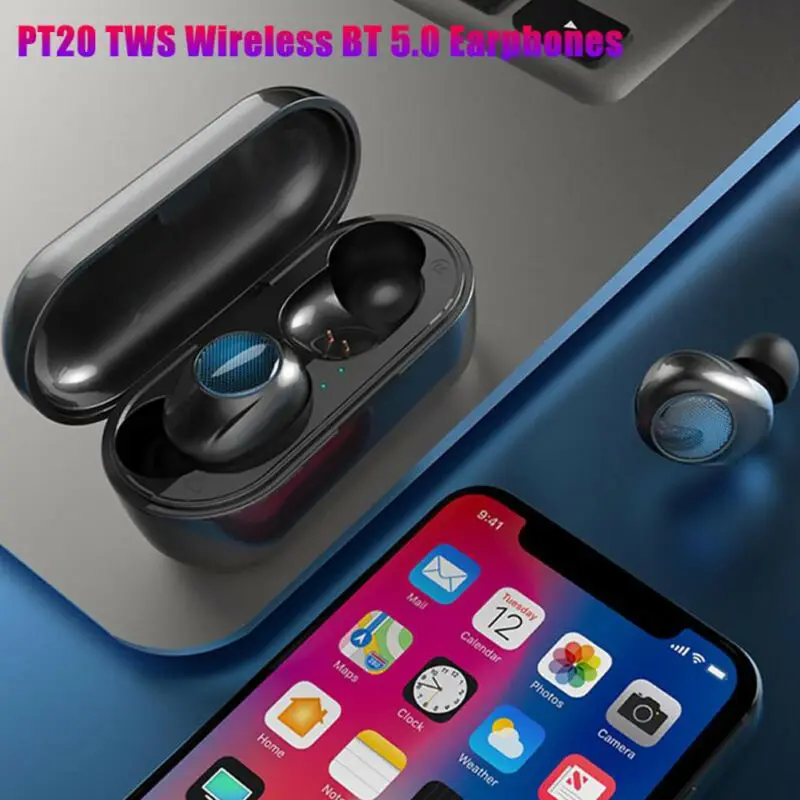 PT20 TWS Wireless Bluetooth 5 0 Earbuds Headphones Earphone For iphone Android Touch HiFi 4D Stereo In ear Headsets