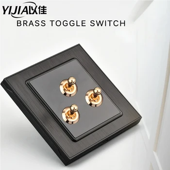 

Brass wall switch Vintage retro toggle switch 220V PC panel 1gang-4gang 2way 10A wallpad switch for livingroom brass lever
